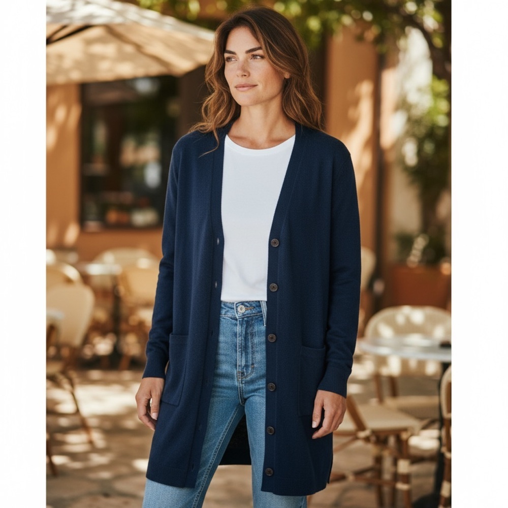 ISABEL MARANT Teal Blue Cashmere Button Down Cardigan Sweater